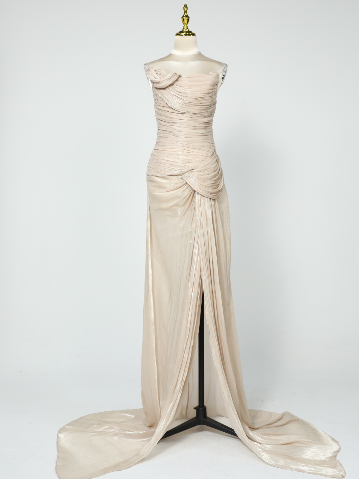 Kawasakix Strapless Ruched Split Maxi Dress In Ivory - Image 7