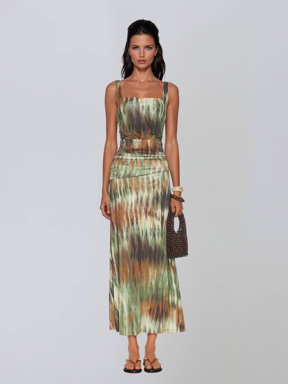 Kelvarion Printed Draped Maxi Dress