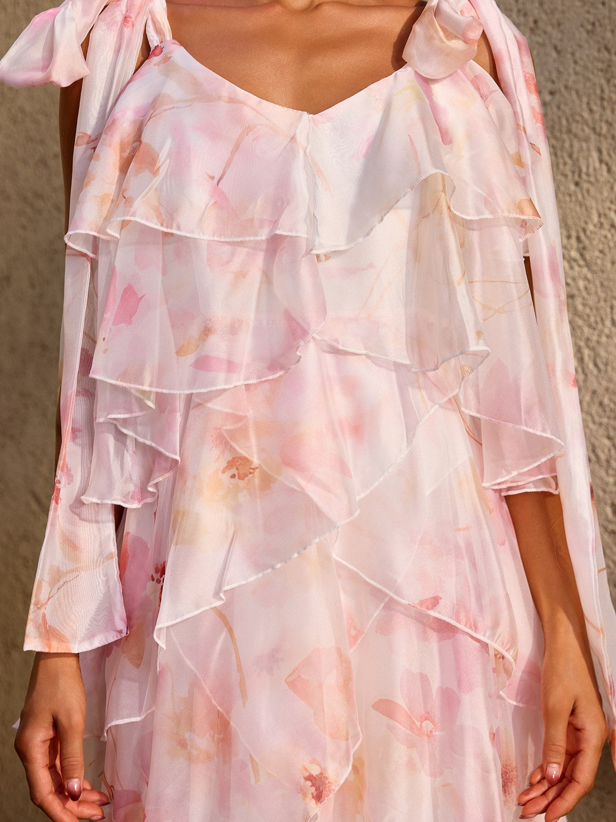 Kelvo V Neck Ruffle Floral Maxi Dress - Image 6