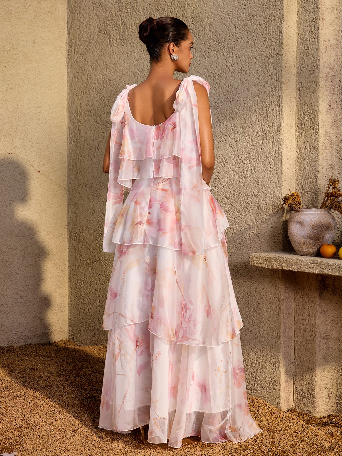 Kelvo V Neck Ruffle Floral Maxi Dress - Image 7