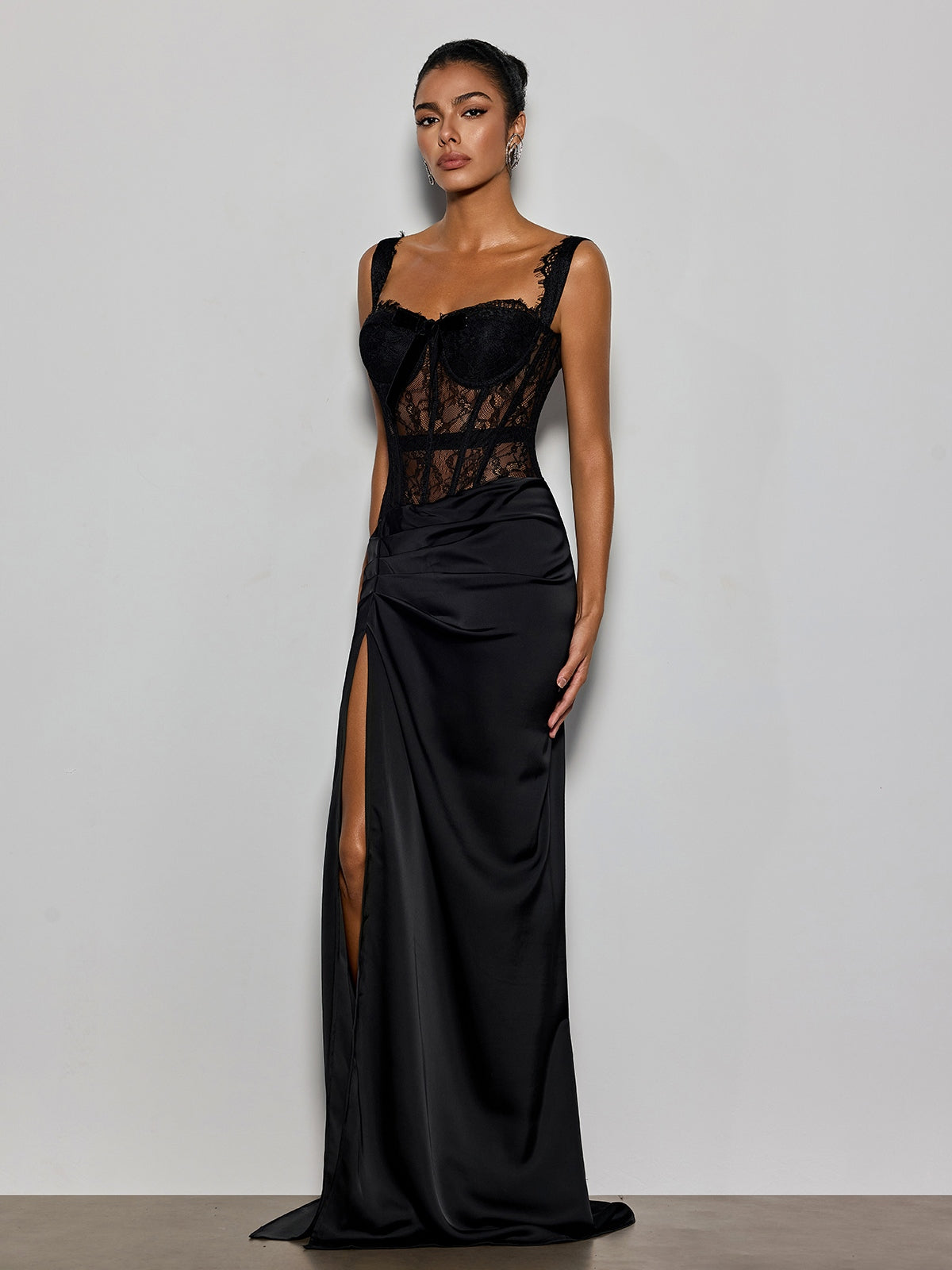 Lambdax Lace Split Bow Maxi Dress - Image 2