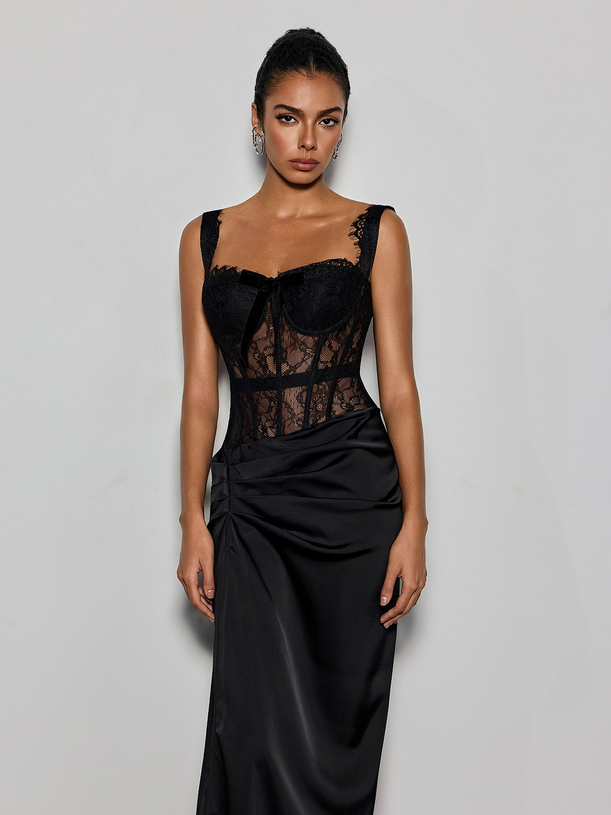 Lambdax Lace Split Bow Maxi Dress - Image 3
