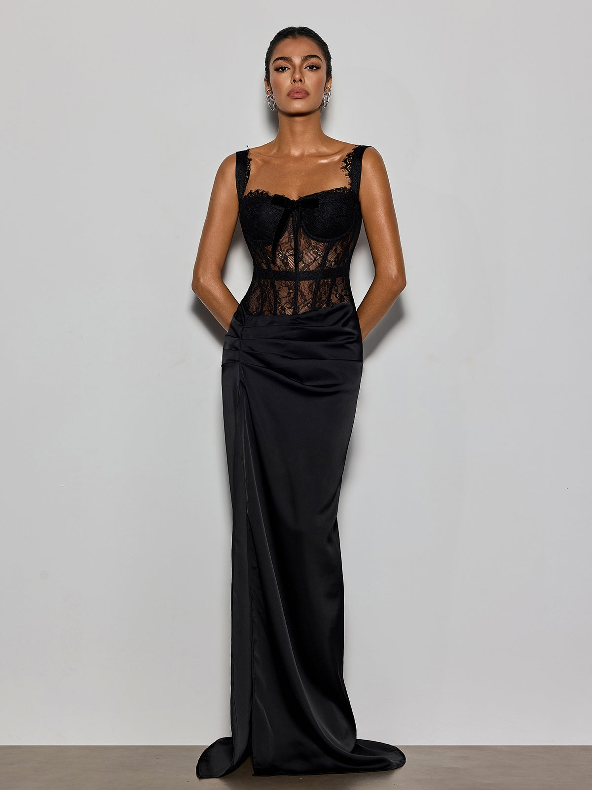 Lambdax Lace Split Bow Maxi Dress - Image 6