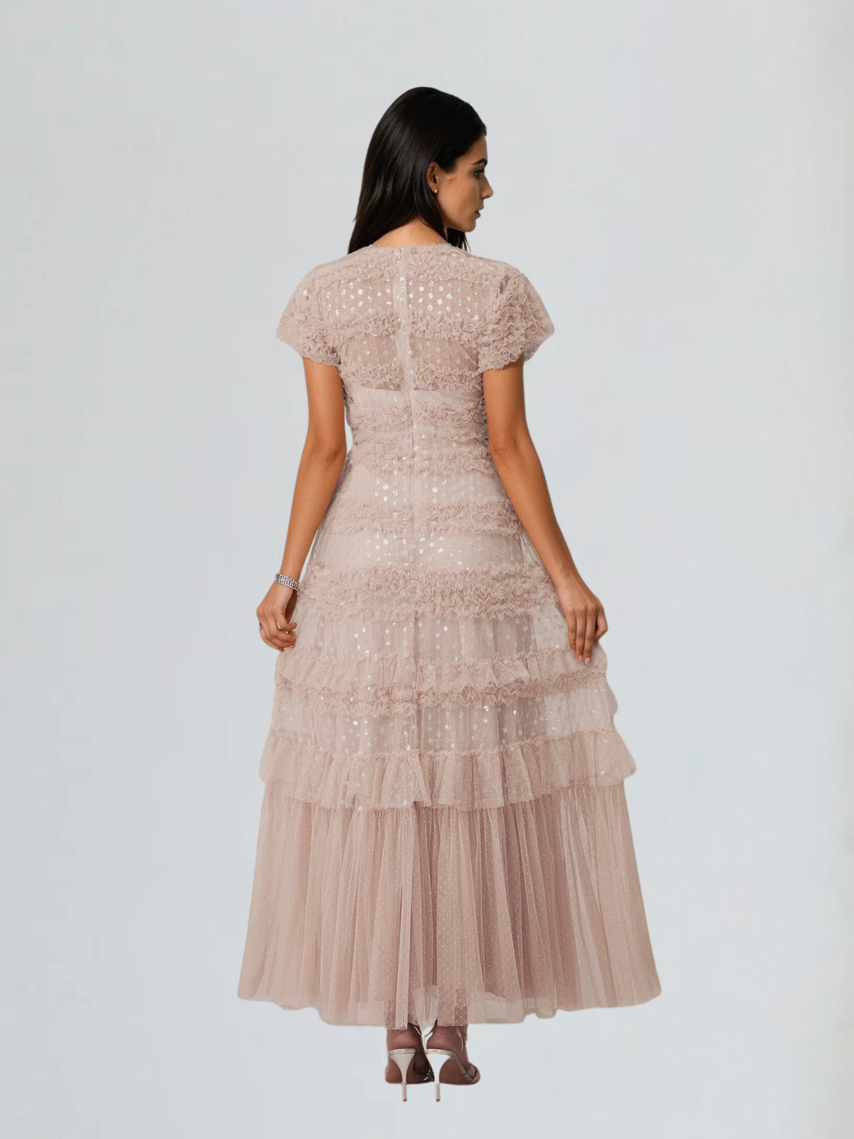 Ligandix Puff Sleeve Sequin Mesh Maxi Dress - Image 6