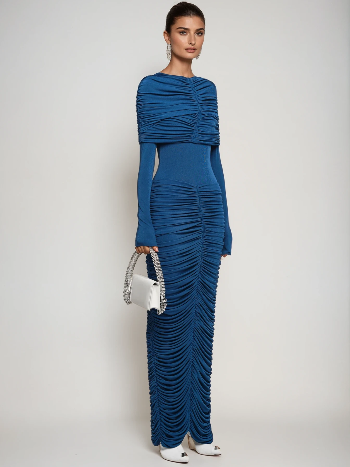 Liseli Long Sleeve Ruched Maxi Dress - Image 3