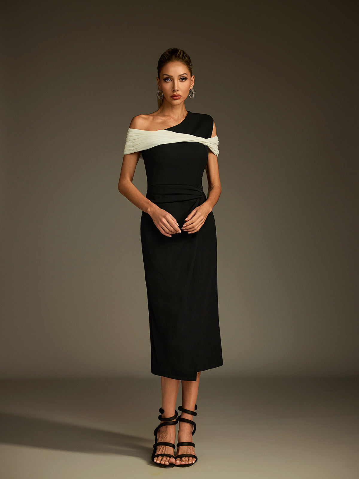 Luigi One Shoulder Twisted Midi Dress - Image 5