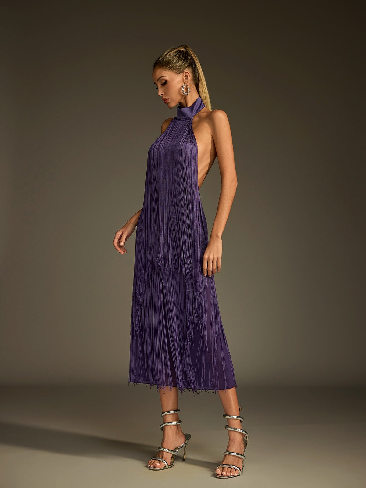 Lujayn Halterneck Fringe Midi Dress - Image 5