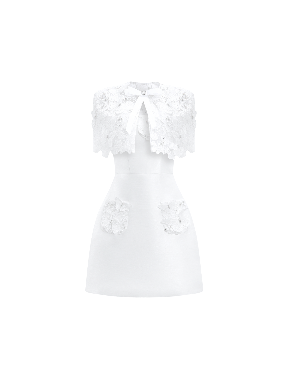 Lusev Cape Lace Butterfly Mini Dress - Image 4