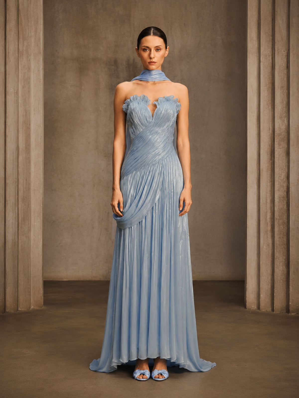 Maelrith Strapless Draped Maxi Dress
