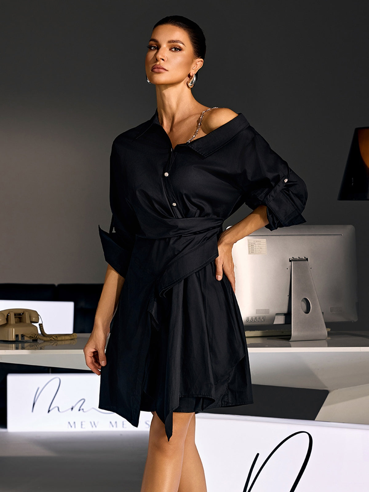 Marevix Asymmetric Shirt Mini Dress - Image 3