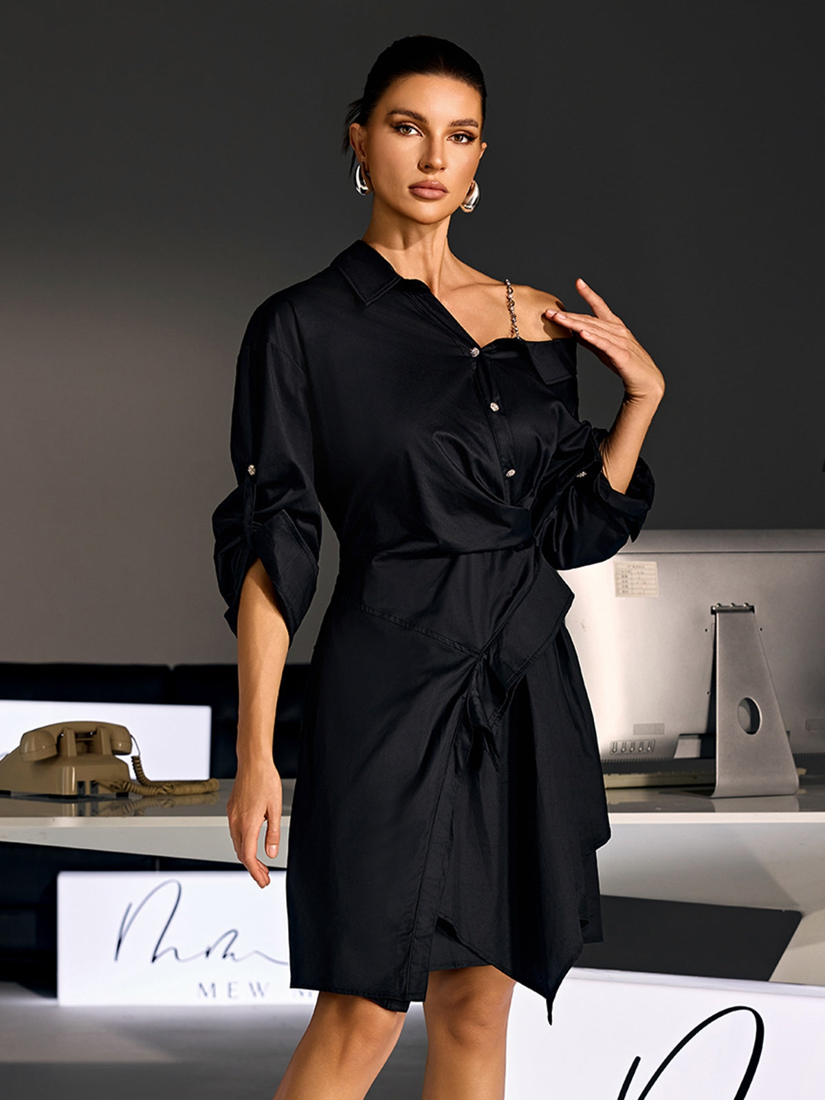 Marevix Asymmetric Shirt Mini Dress - Image 4