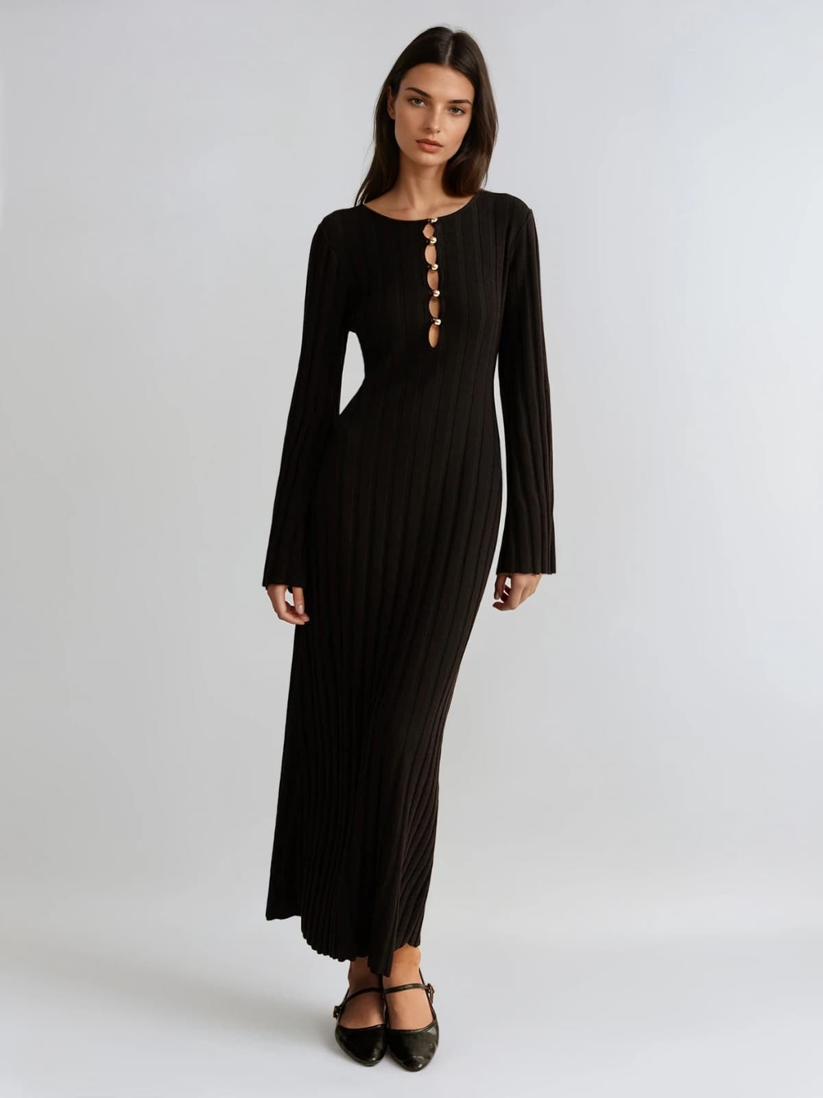 Mavora Bell Sleeve Knit Maxi Dress - Image 2