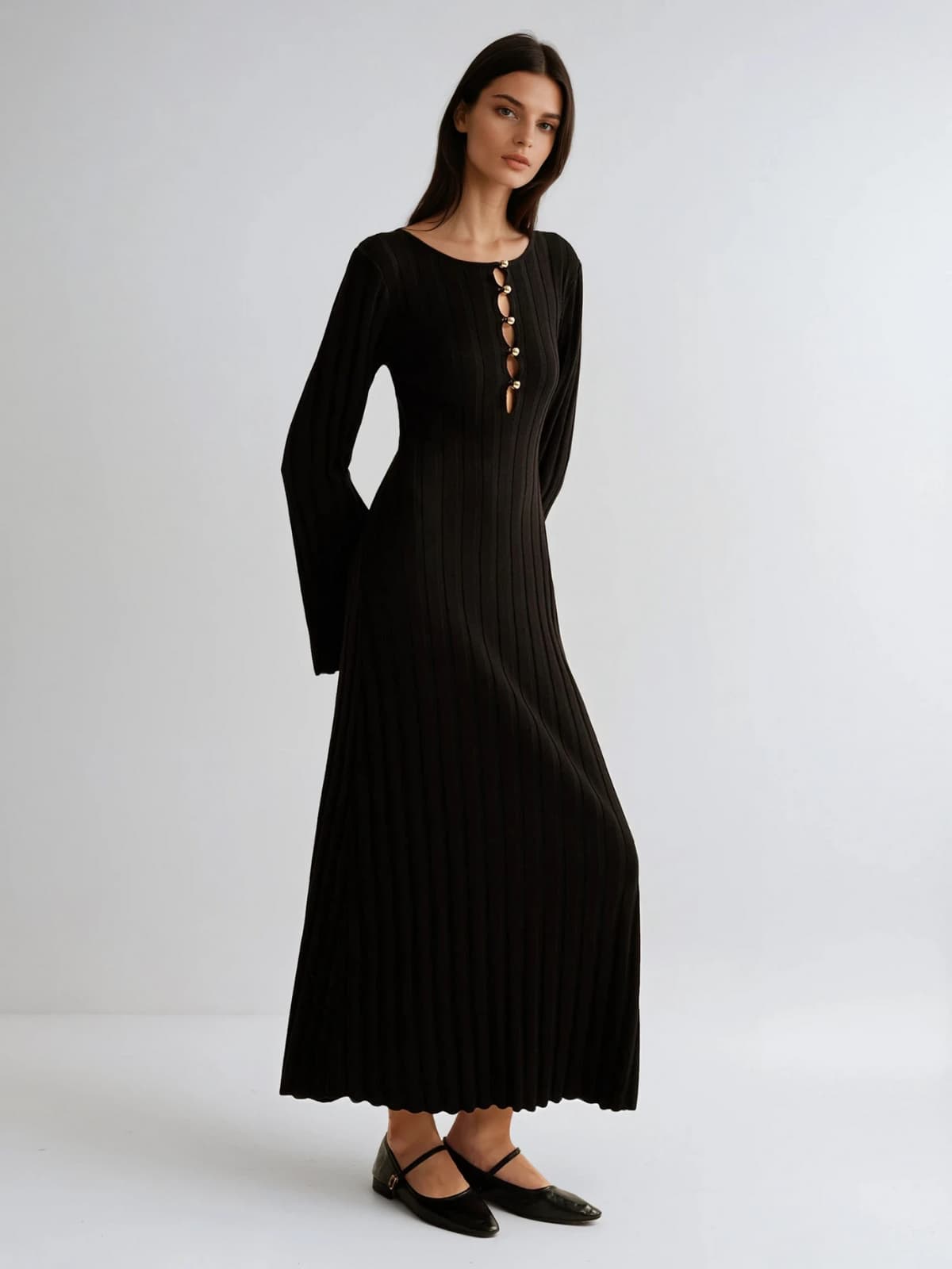 Mavora Bell Sleeve Knit Maxi Dress - Image 3