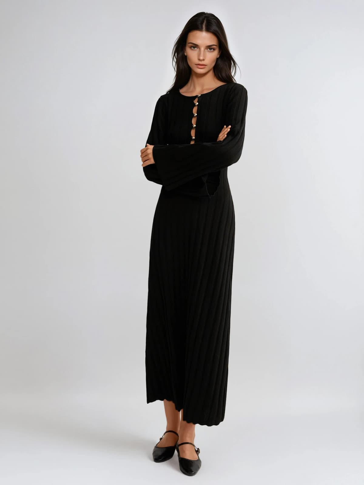 Mavora Bell Sleeve Knit Maxi Dress - Image 4