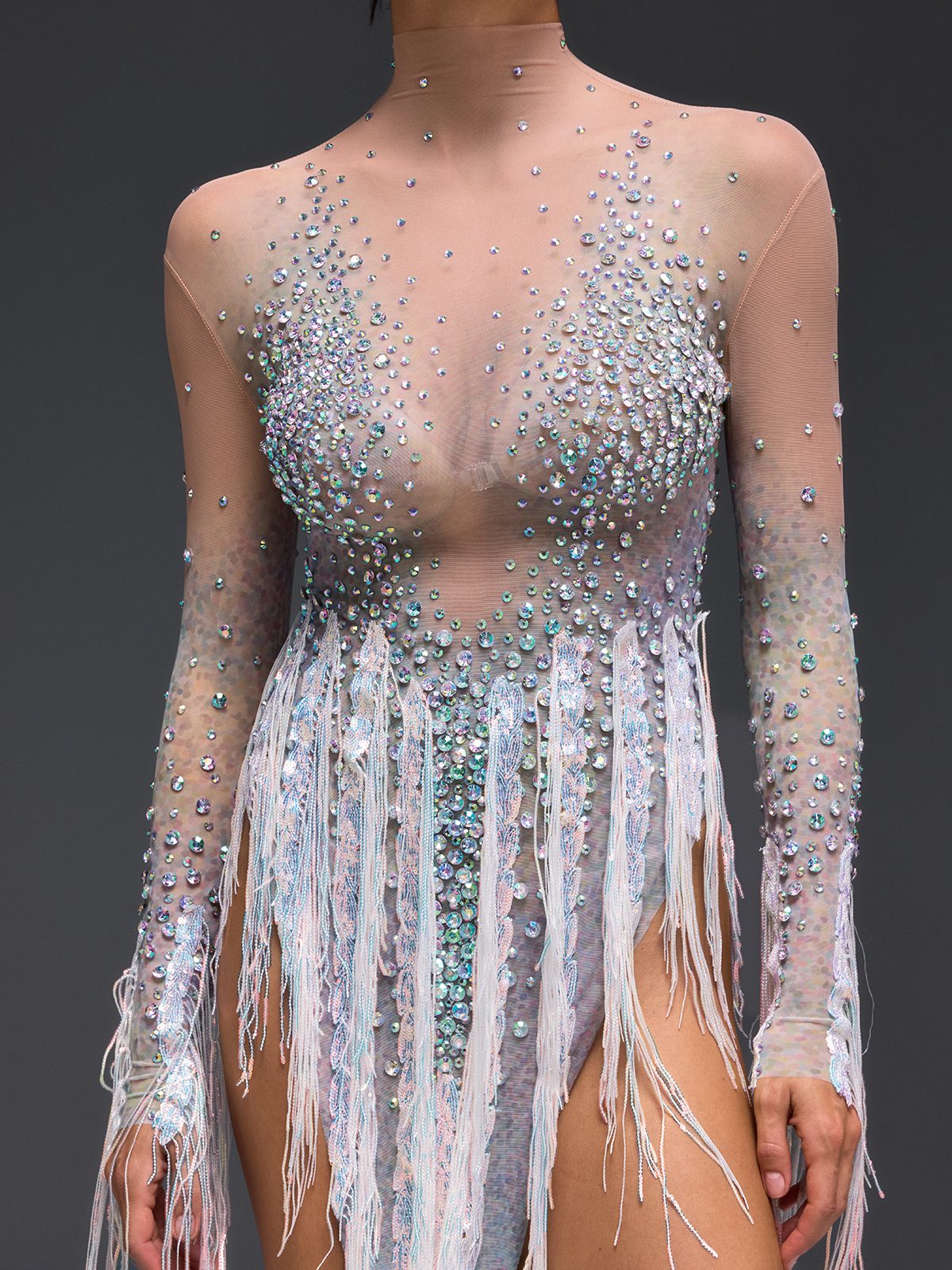 Morvayne Crystal Fringe Mesh Dress - Image 6