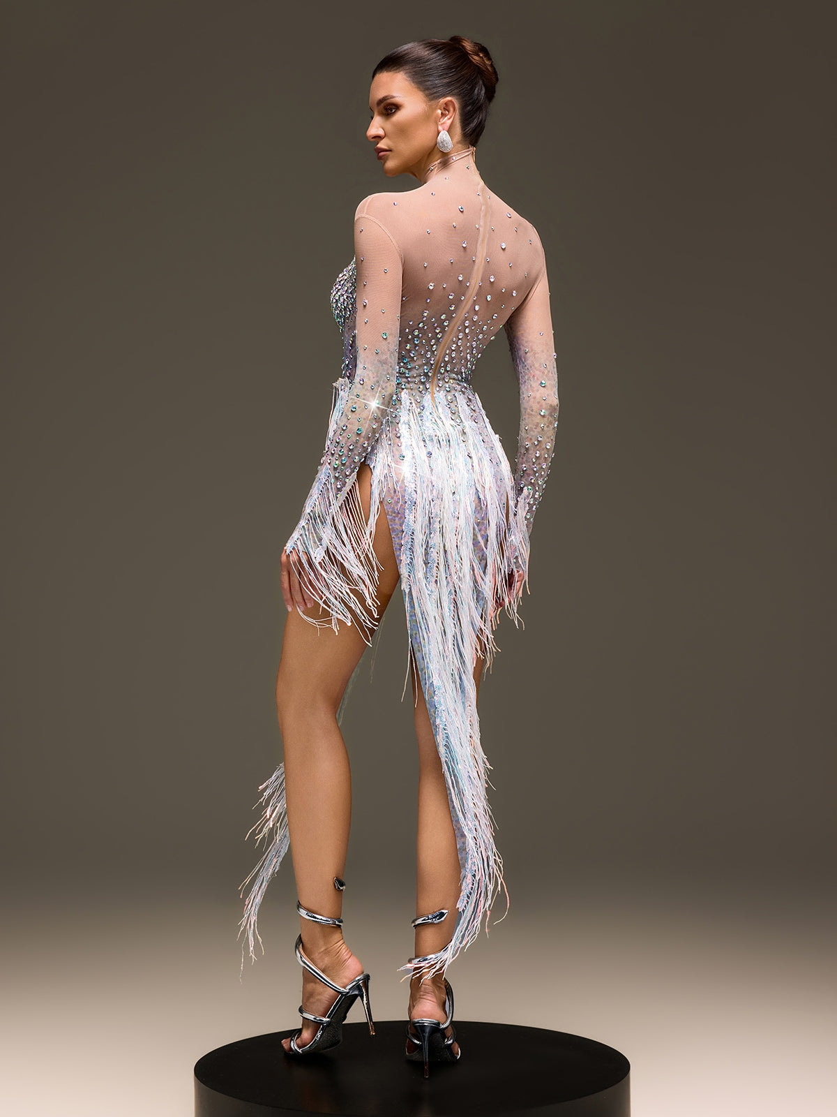 Morvayne Crystal Fringe Mesh Dress - Image 7