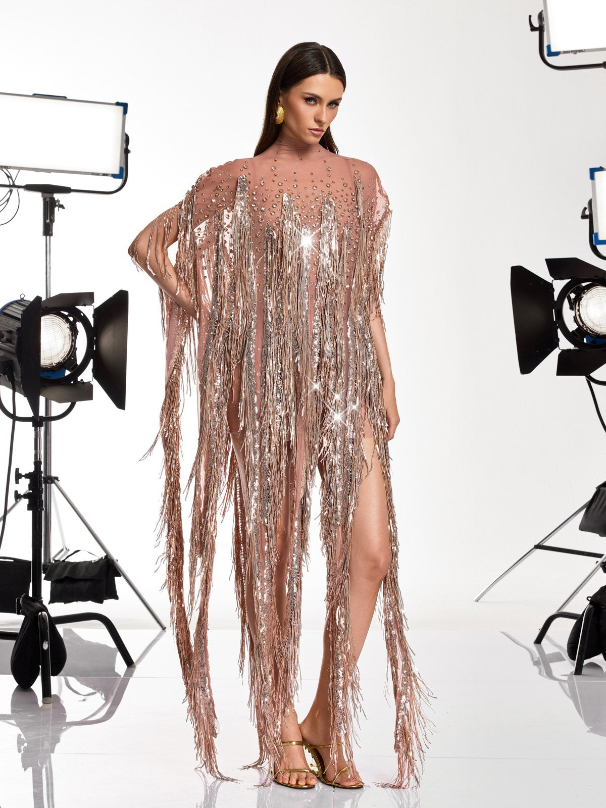 Morvek Fringe Sequin Crystal Mini Dress - Image 2