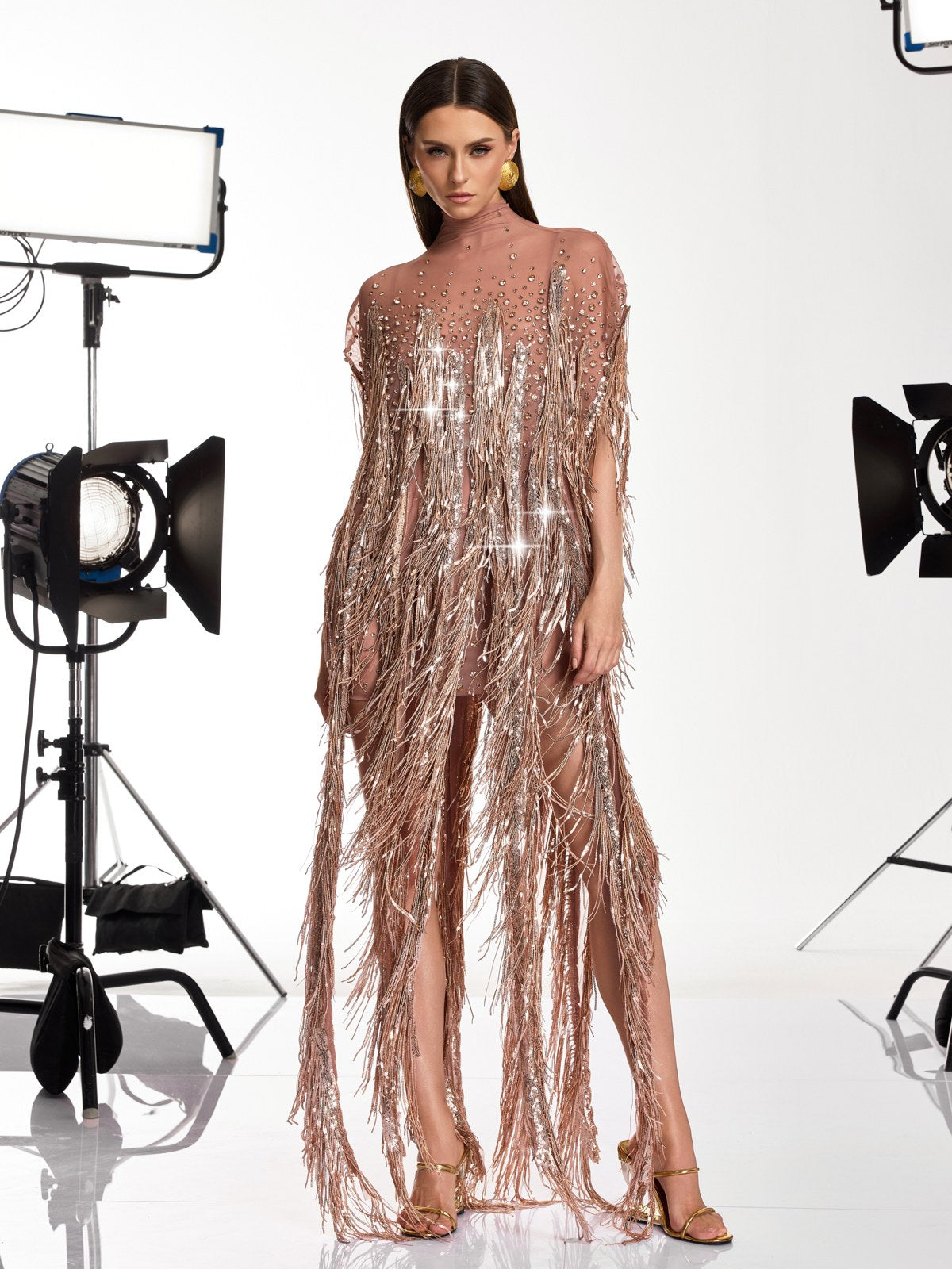 Morvek Fringe Sequin Crystal Mini Dress - Image 3