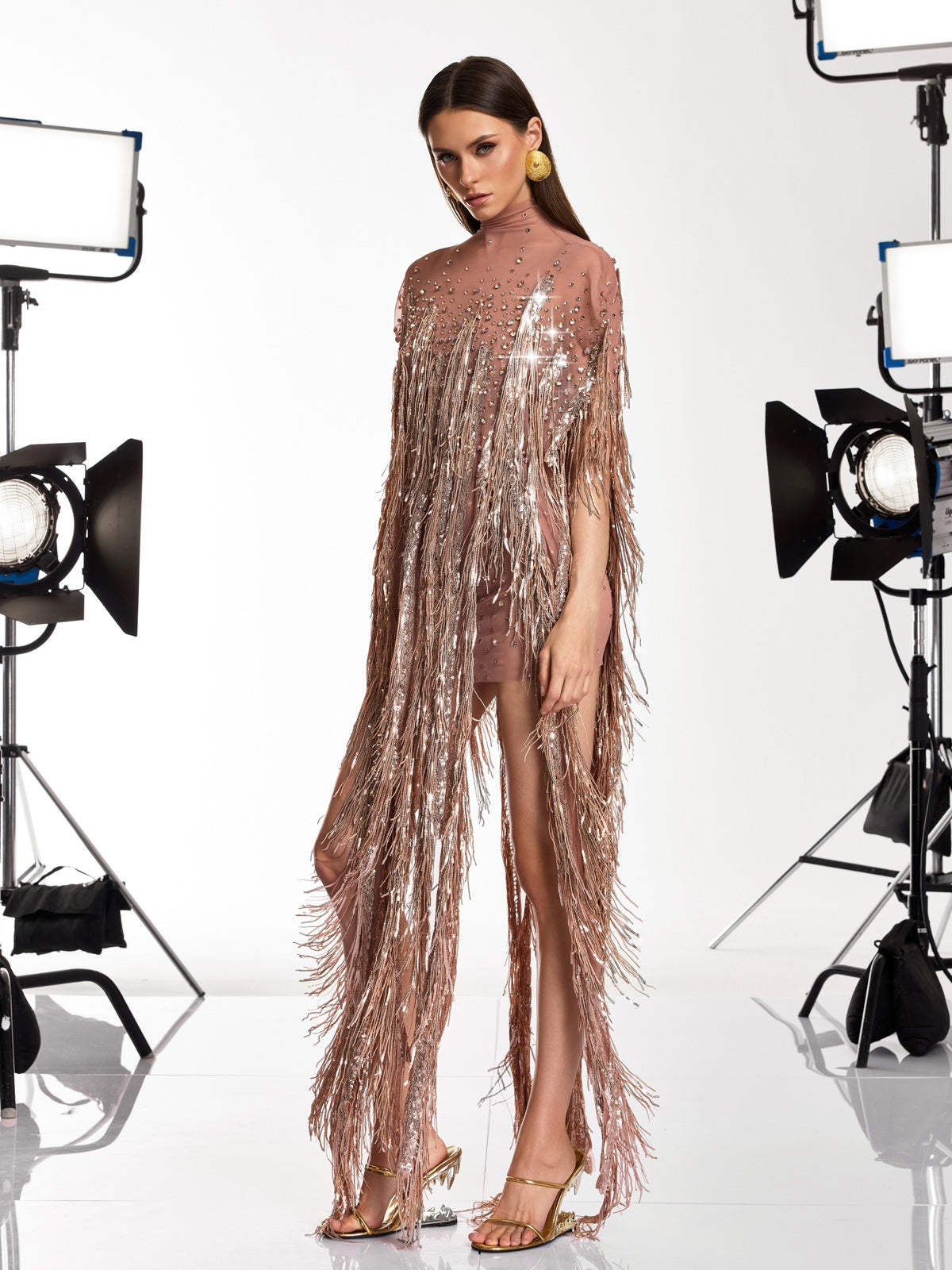 Morvek Fringe Sequin Crystal Mini Dress - Image 4