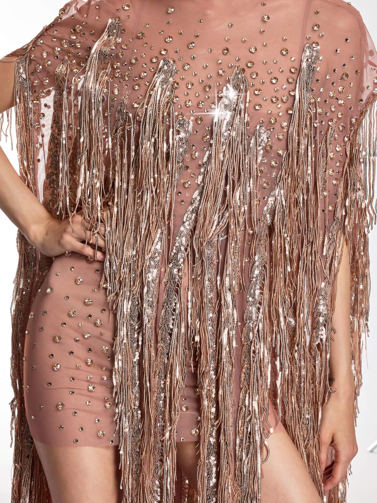 Morvek Fringe Sequin Crystal Mini Dress - Image 7