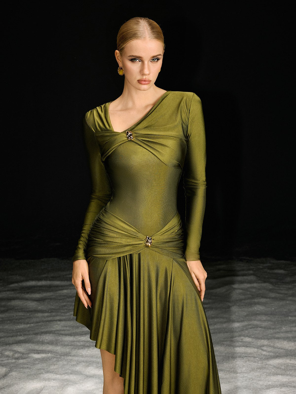 Nedelya Long Sleeve Draped Midi Dress - Image 3