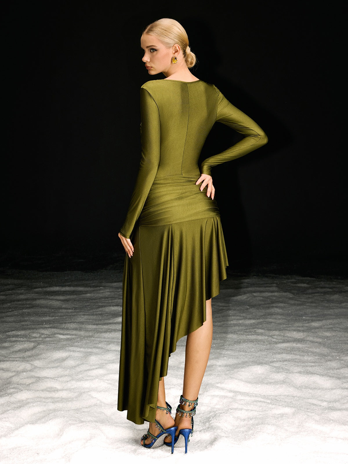 Nedelya Long Sleeve Draped Midi Dress - Image 6
