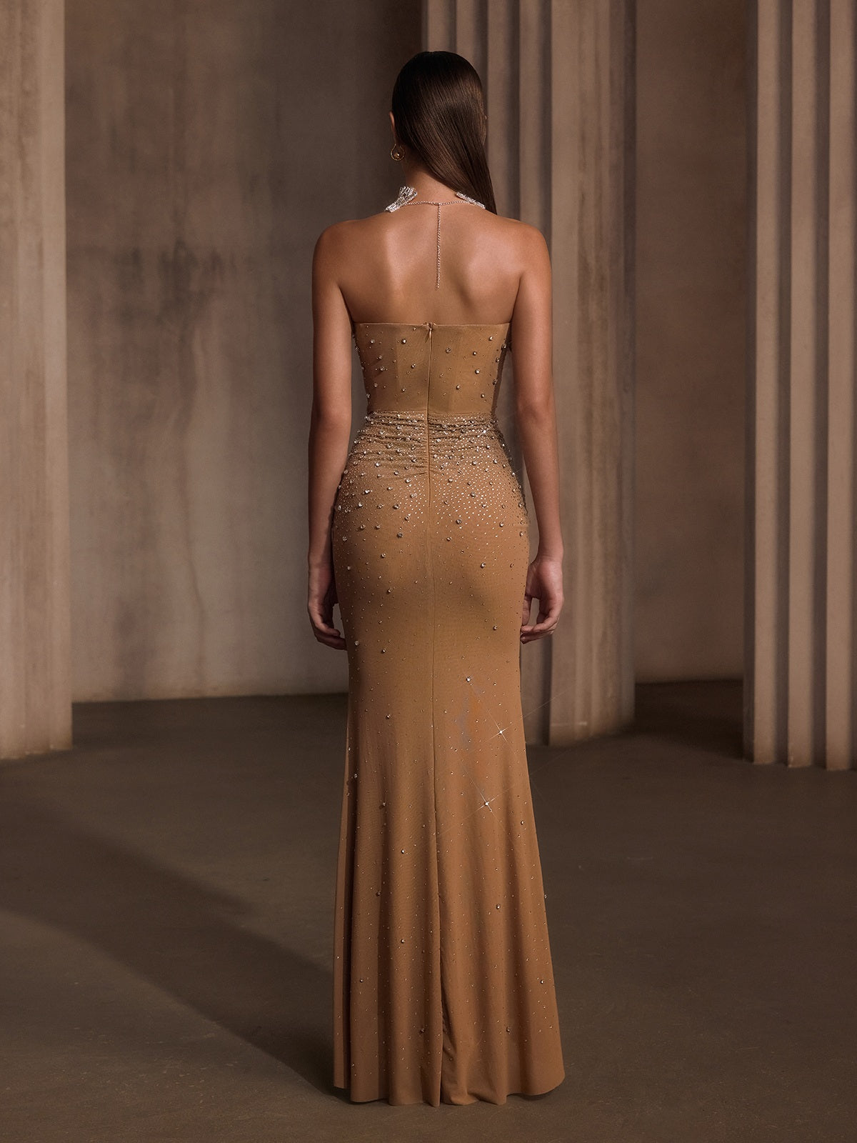 Nelyxor Strapless Rhinestone Corset Maxi Dress - Image 6