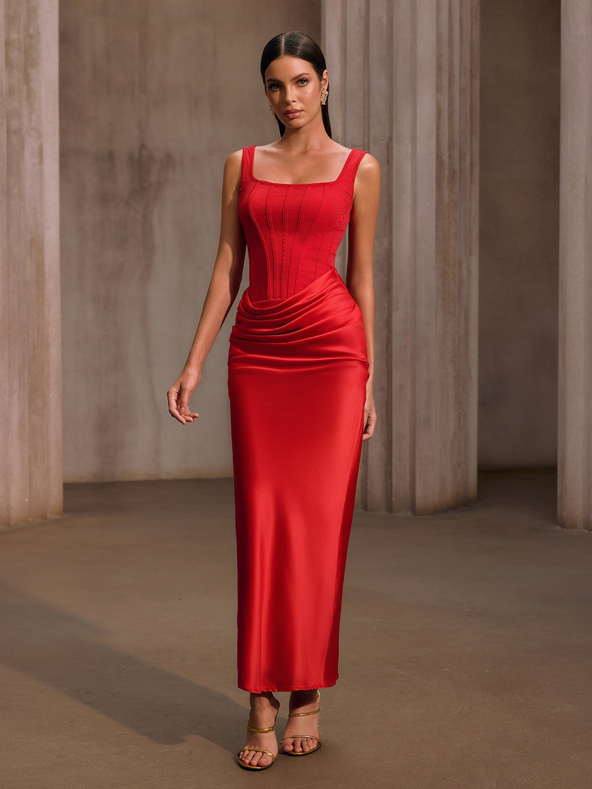 Nexilyx Corset Satin Maxi Dress - Image 2
