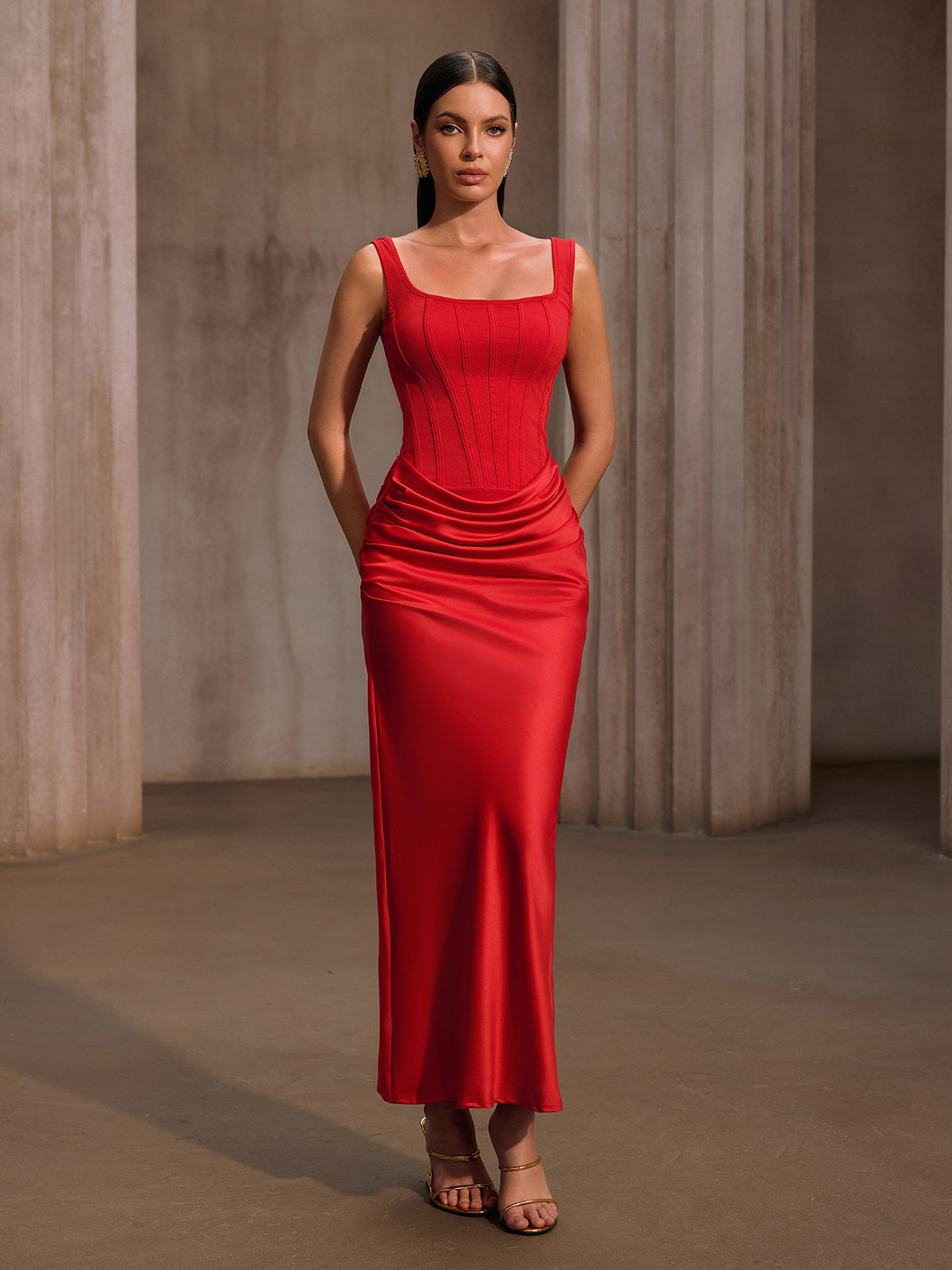 Nexilyx Corset Satin Maxi Dress - Image 5