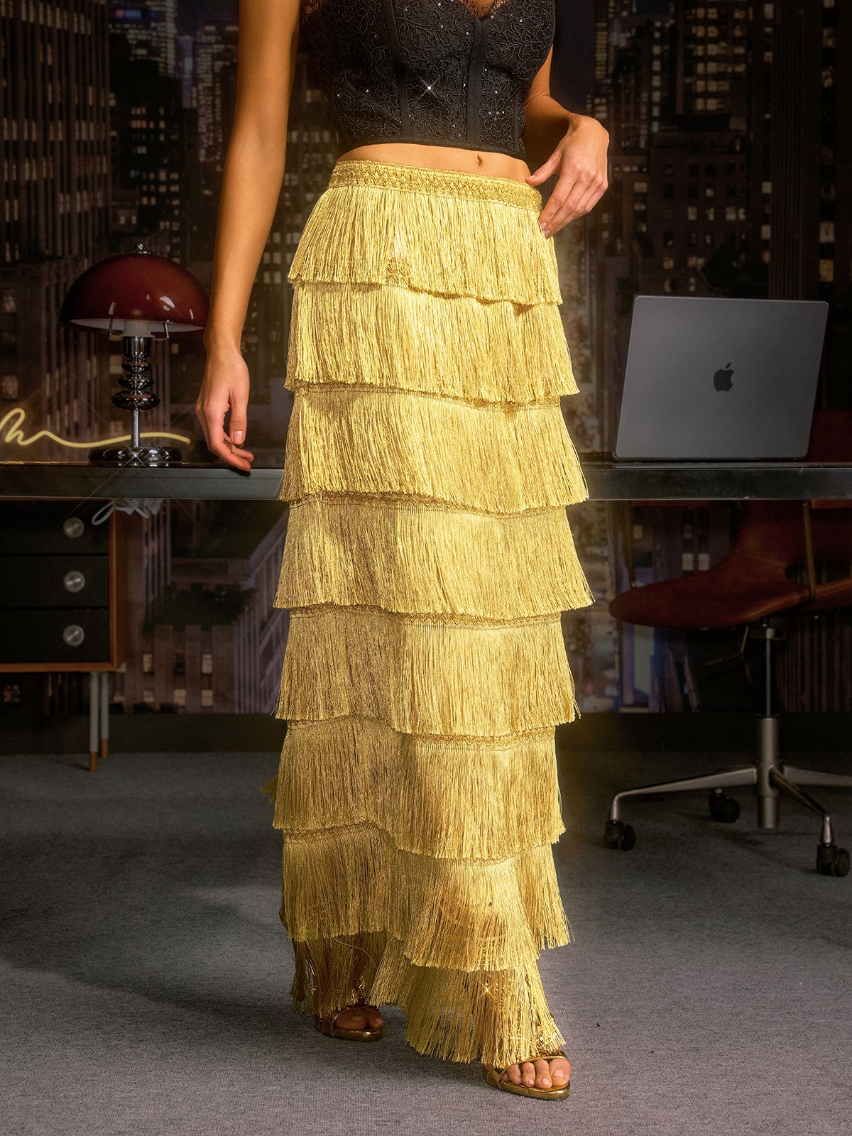 Norylin Fringe Tiered Skirt - Image 3