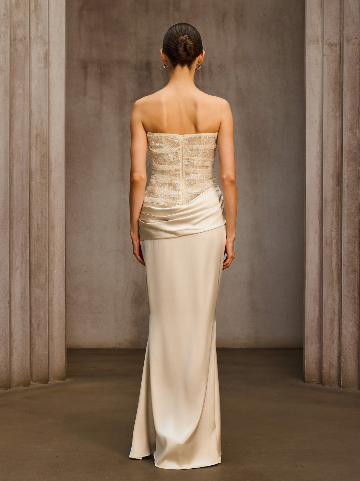 Nyrionyx Strapless Lace Draped Maxi Dress - Image 7