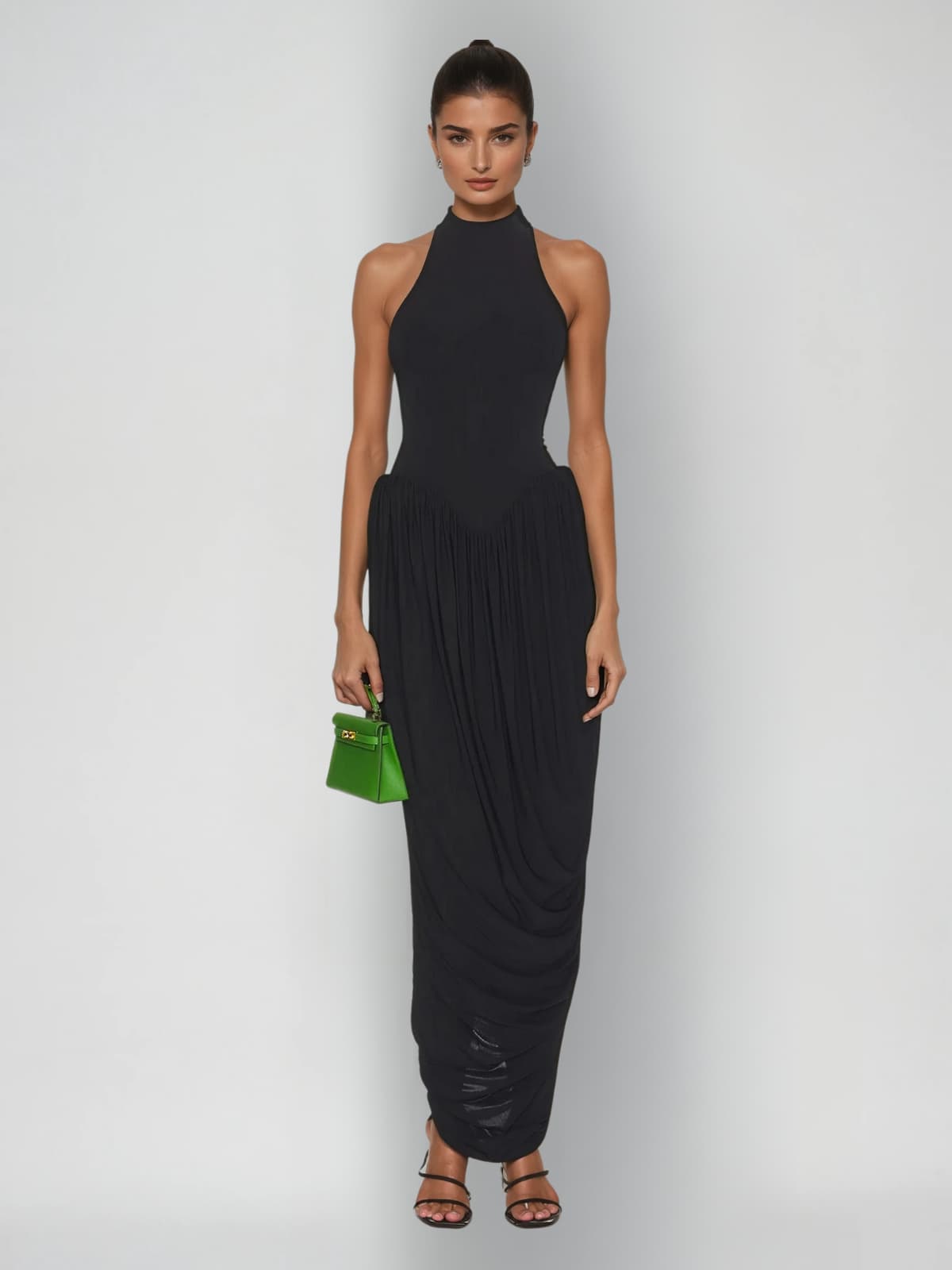 Pacheco Sleeveless Ruched Maxi Dress In Black
