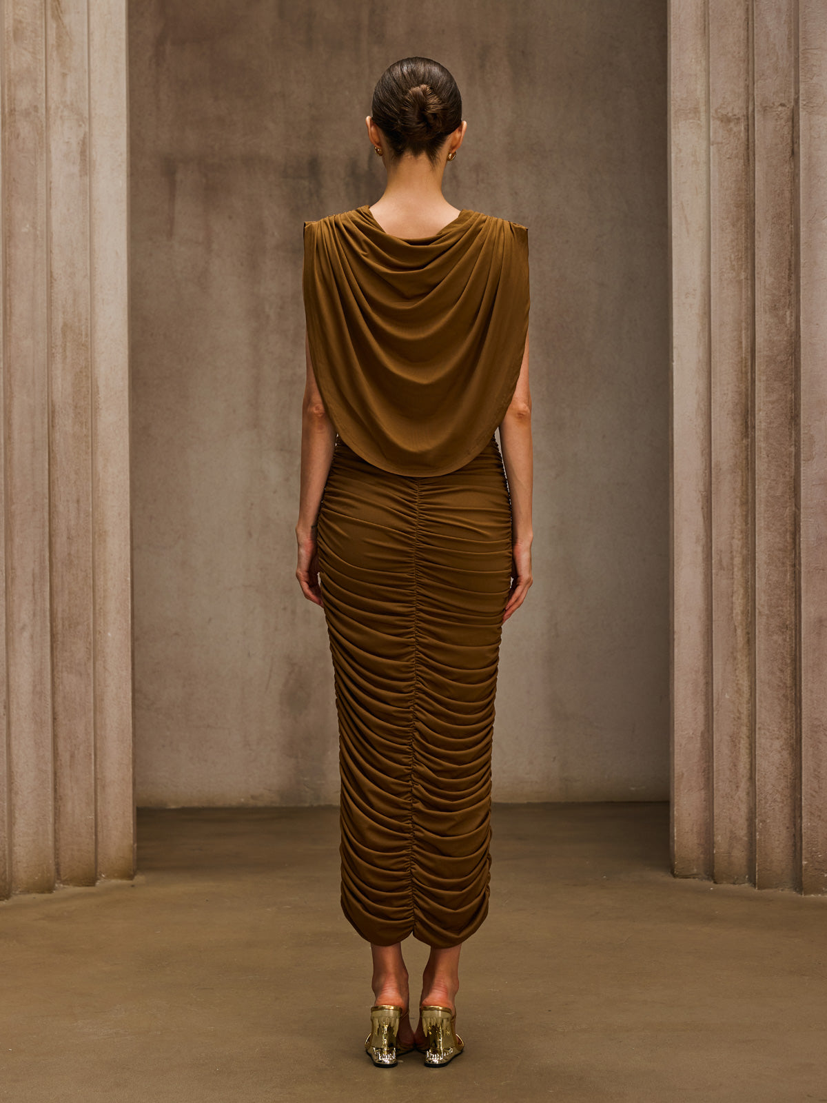 Pavryn Cowl Neck Ruched Maxi Dress - Image 6