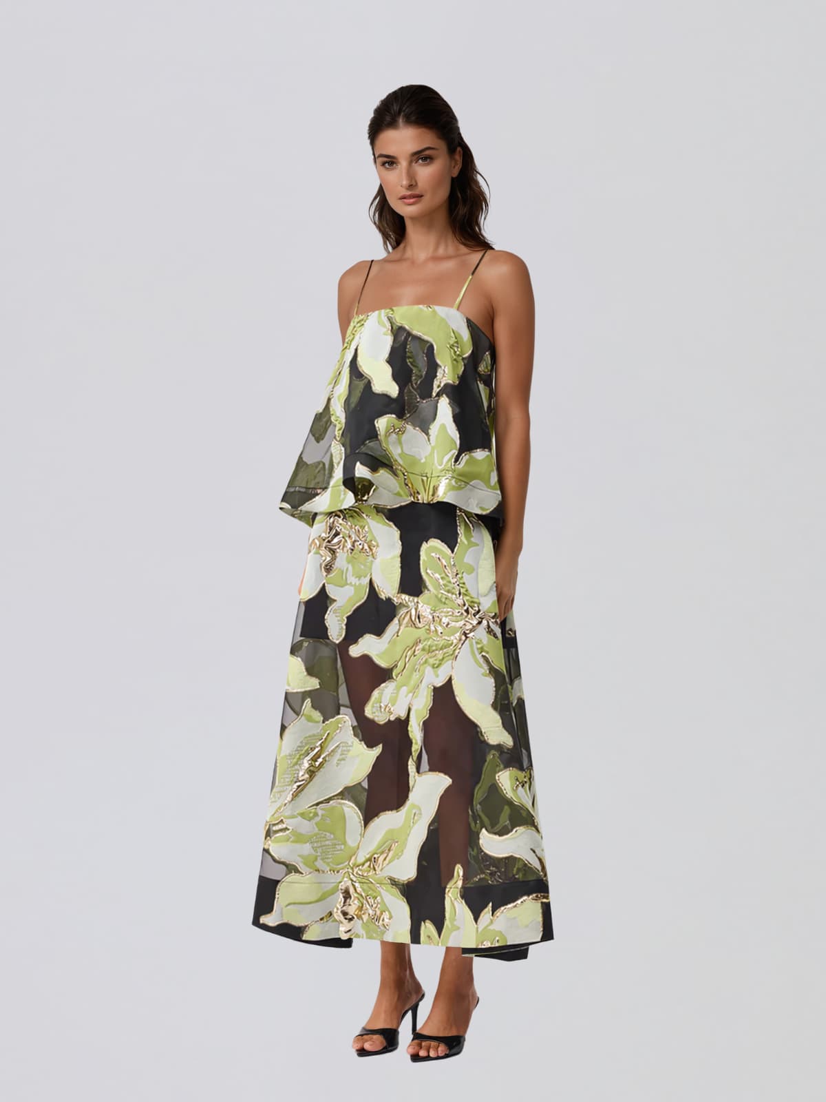 Praevor Spaghetti Floral Maxi Dress - Image 3