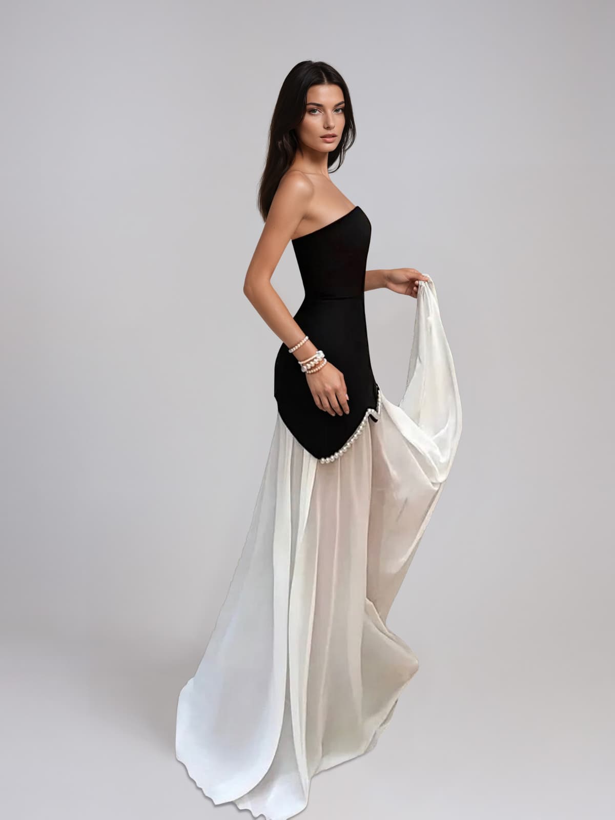 Qervion Strapless Pearl Bandage Dress Set - Image 2