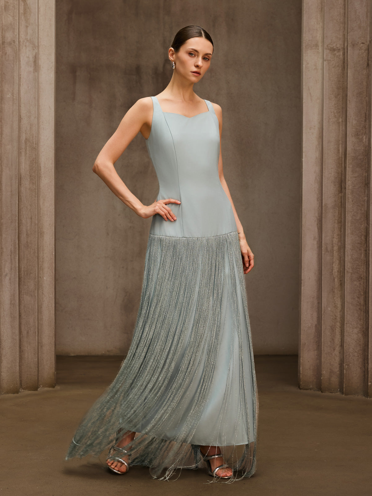 Qoralyth Sleeveless Fringe Maxi Dress - Image 2
