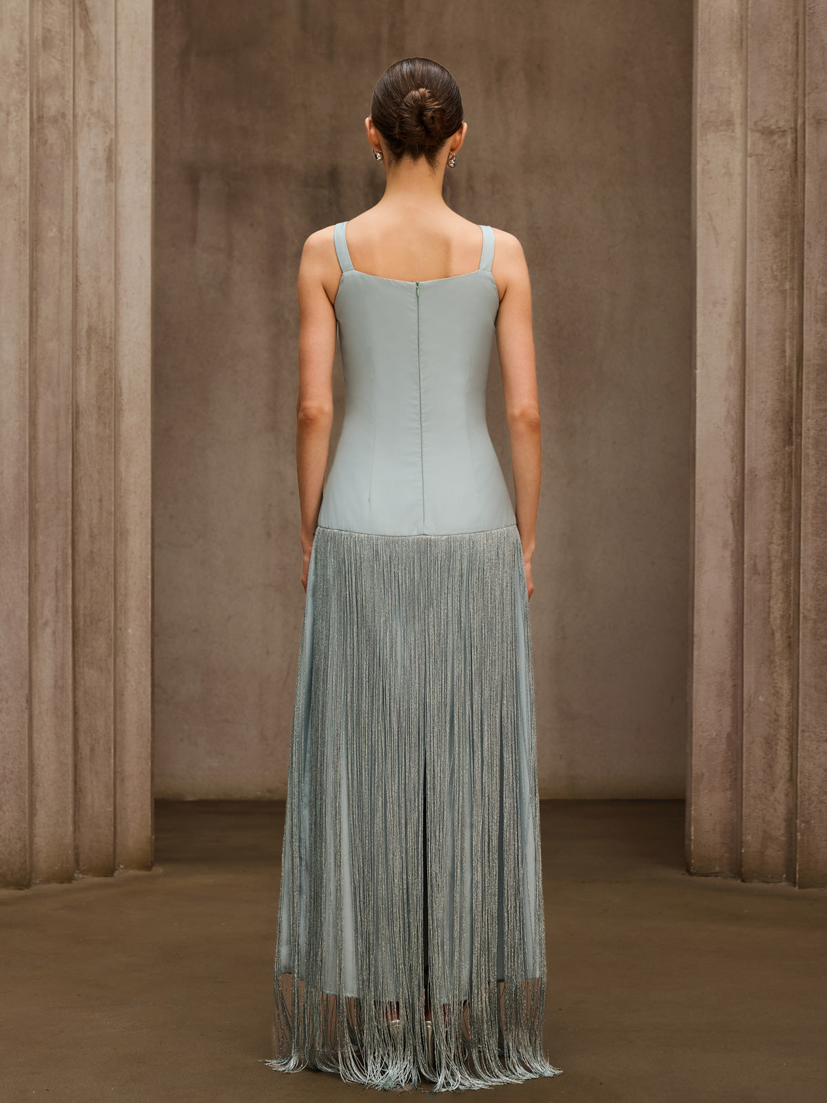 Qoralyth Sleeveless Fringe Maxi Dress - Image 6