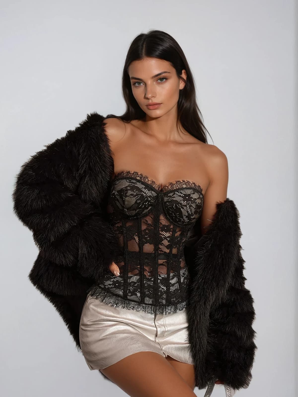 Qorvyn Corset Strapless Lace Top - Image 4