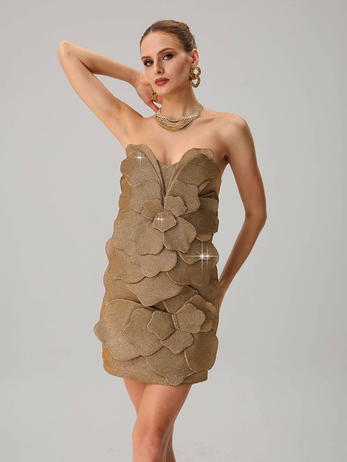 Queyra Strapless Flower Mini Dress - Image 4