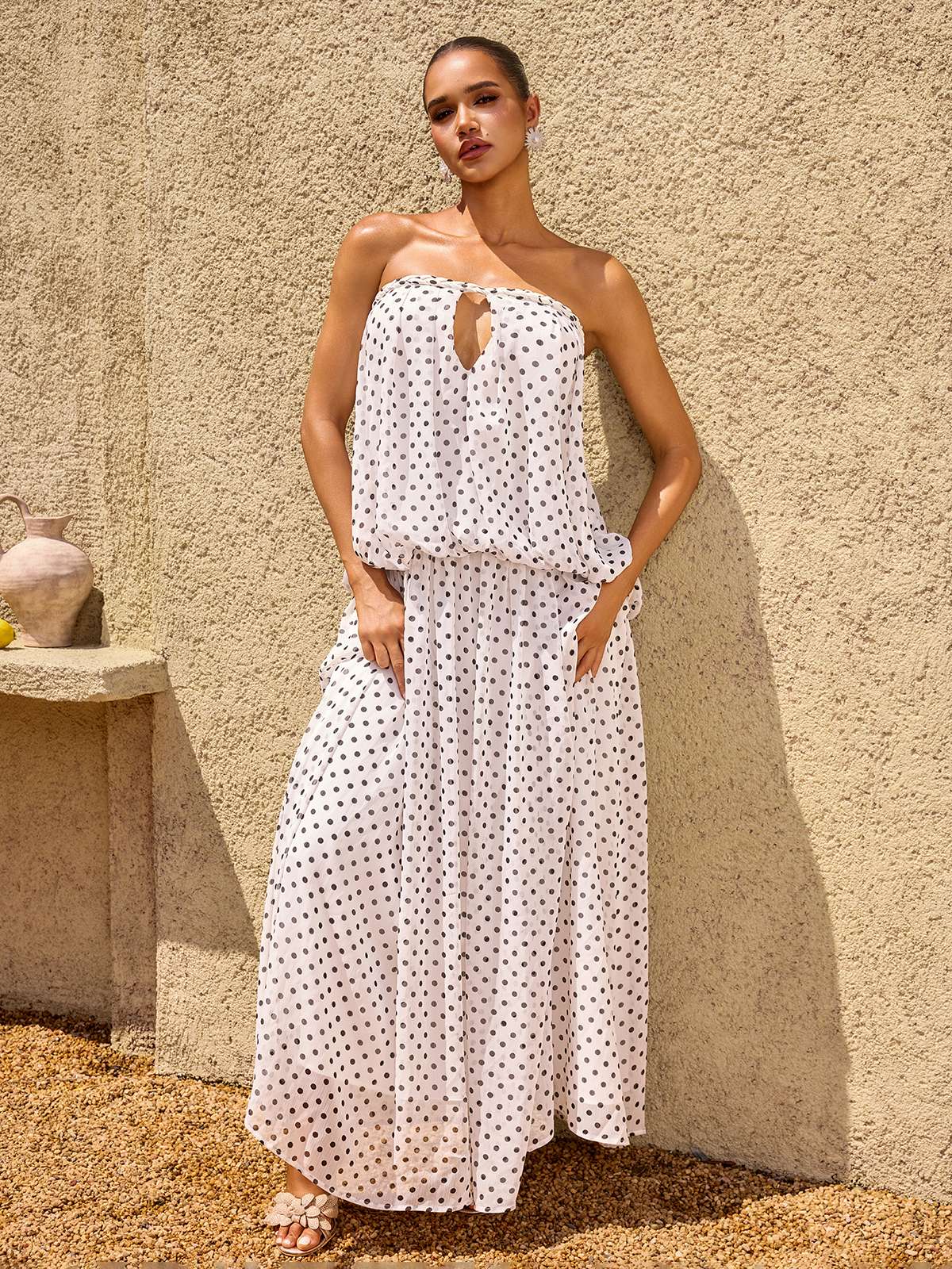 Quorvane Strapless Dot Maxi Dress - Image 2