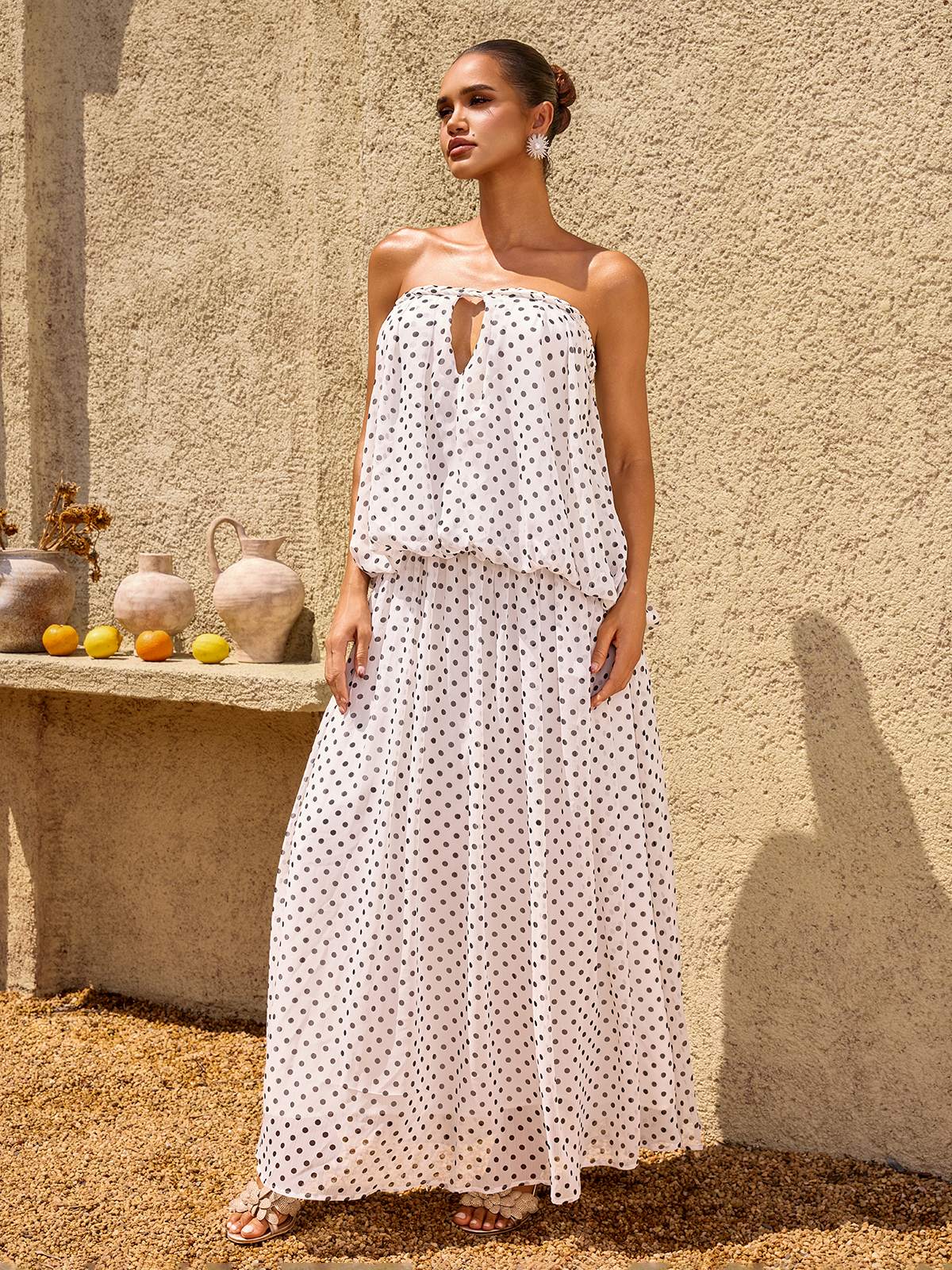 Quorvane Strapless Dot Maxi Dress - Image 5