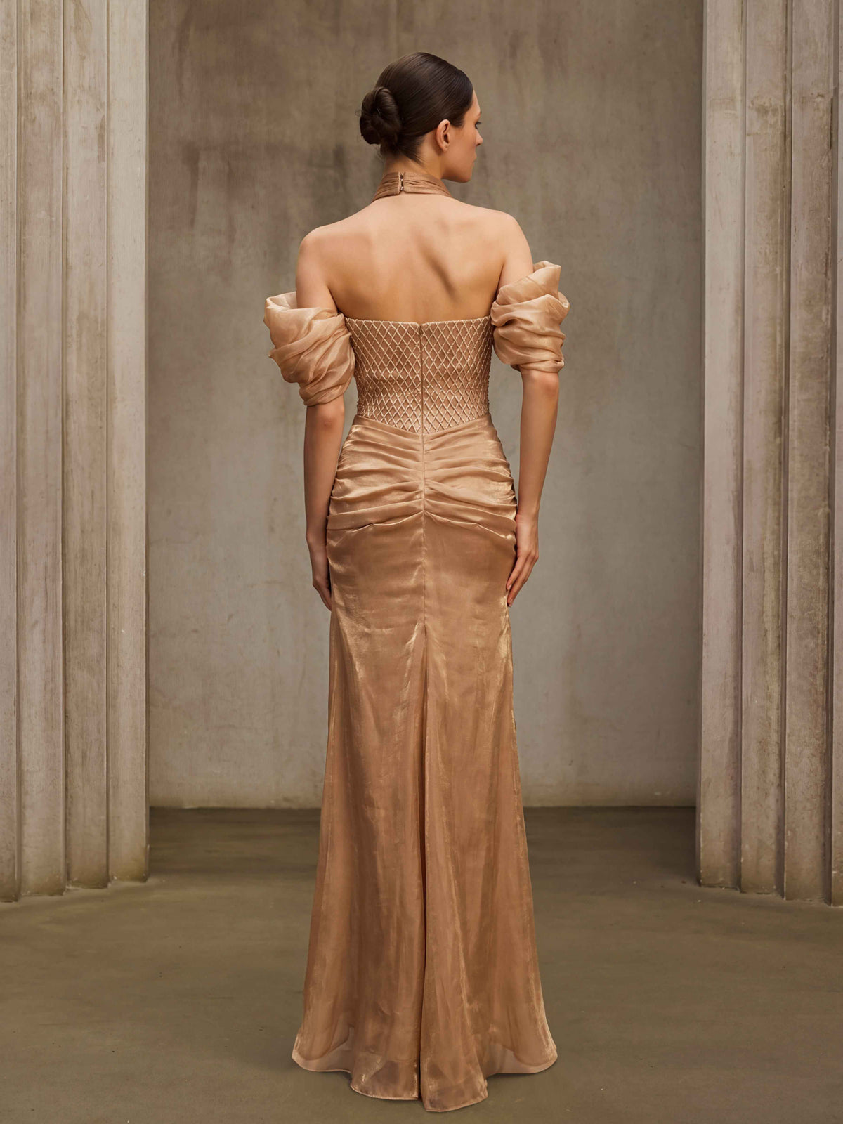 Quorvelis Halterneck Ruched Maxi Dress - Image 3