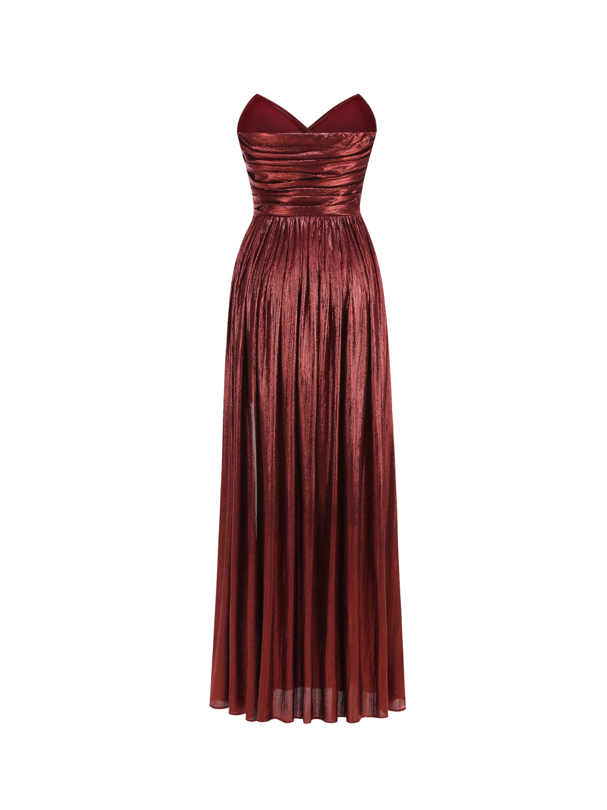 Quvory Strapless Split Metallic Maxi Dress In Wine - Image 9