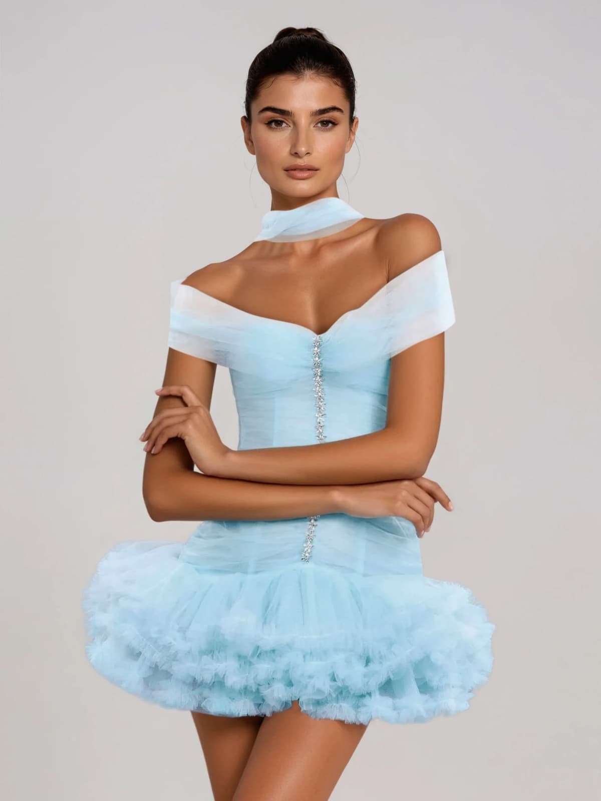 Ravion Off Shoulder Tulle Mini Dress - Image 3