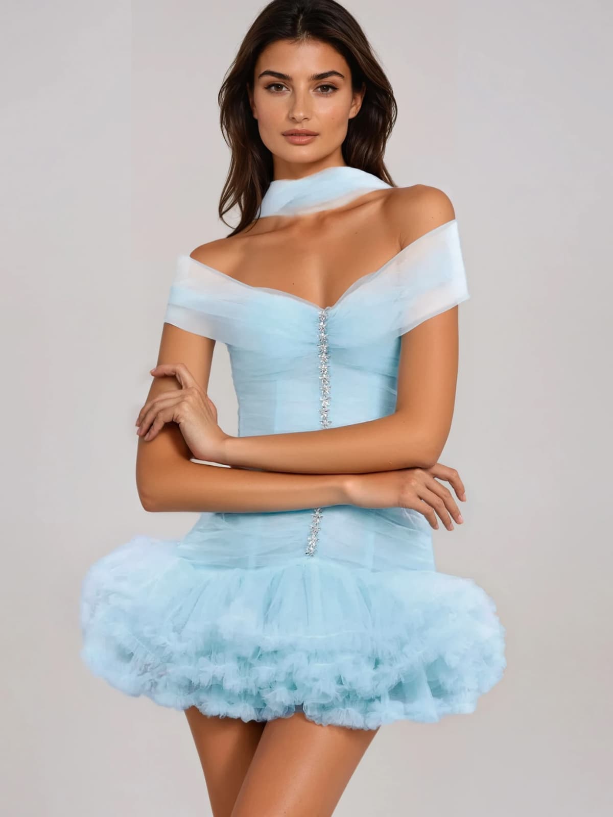 Ravion Off Shoulder Tulle Mini Dress - Image 4