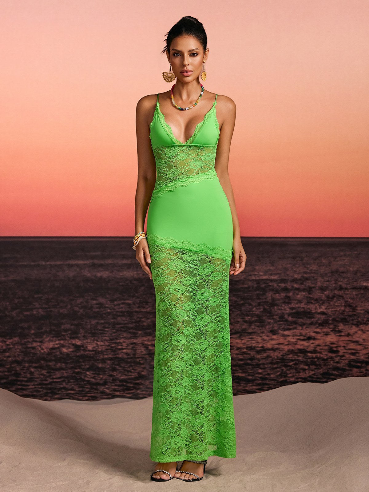 Ravynex Spaghetti Lace Maxi Dress