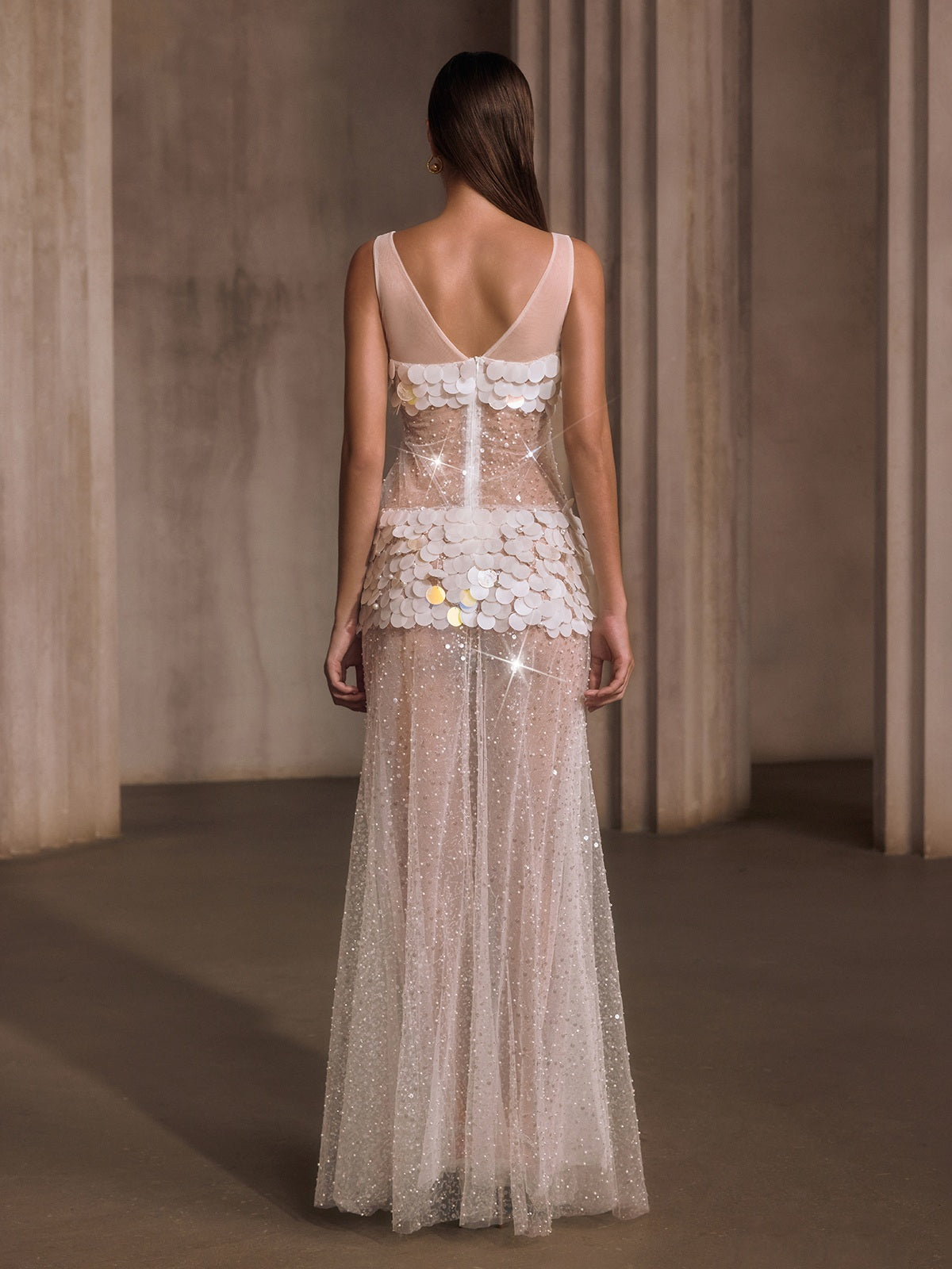 Relyxyn Pearl Sequin Mesh Maxi Dress - Image 6