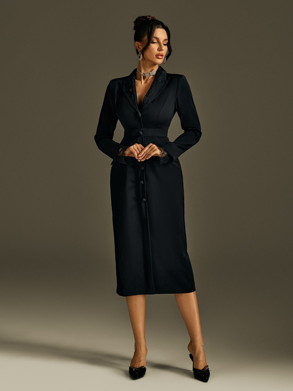 Romulus Long Sleeve Lace Midi Dress - Image 5