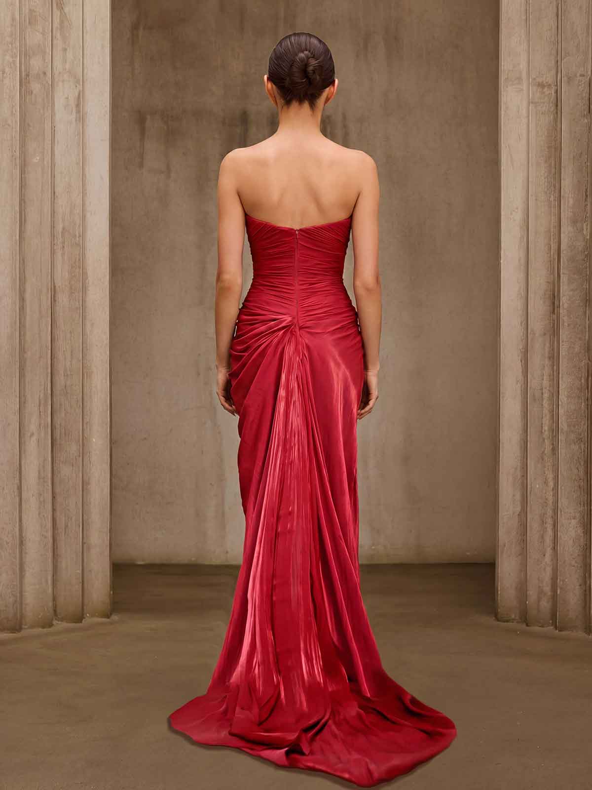 Savelion Strapless Draped Maxi Dress - Image 3
