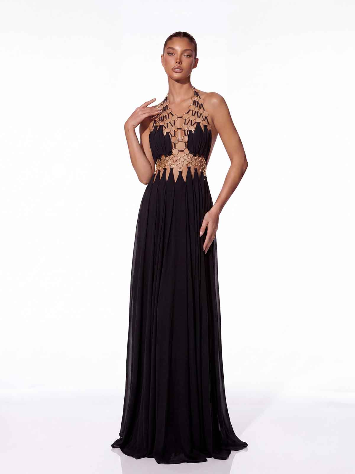 Sevionx Backless Cutout Maxi Dress In Black